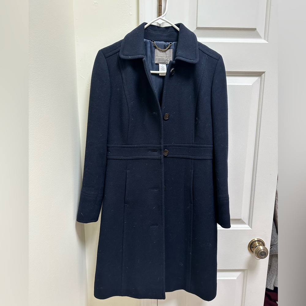 J. Crew Italian Double Cloth Navy Coat